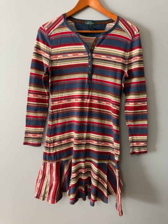 Ralph Lauren Dresses & Skirts - Lauren Jeans Co Ralph Lauren L Striped Henley Tunic Dress Waffle Knit Boho